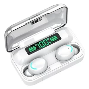 Auriculares in-ear gamer inalámbricos Techfun Bluetooth F9-5 BTH-F9-5 blanco con luz LED